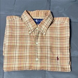 Vintage Ralph Lauren Beige Plaid Men's Shirt. Size Large